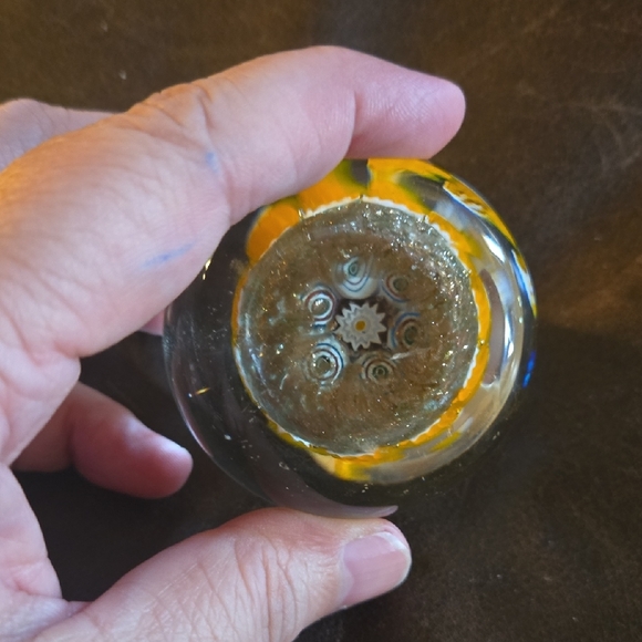 Green And Clear and Yellow Mellifori Style Glass Art - Picture 6 of 6